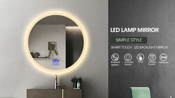 IP54 Waterproof Round Modern Bathroom Mirror Anti Fog With Touch Sensor