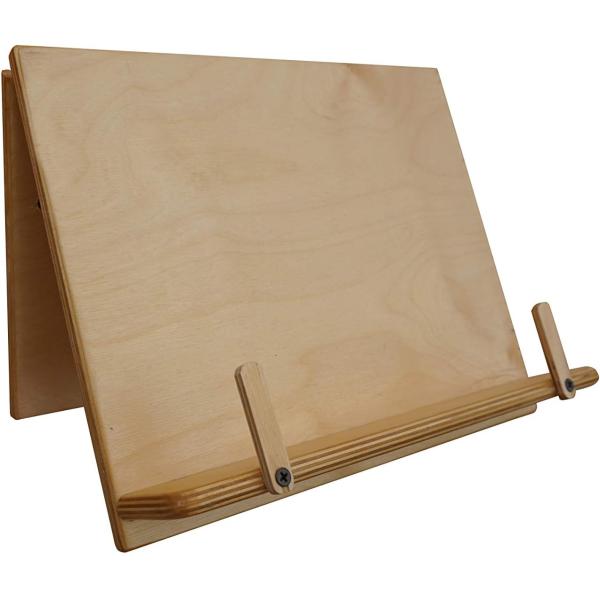 Wooden Wall Mount Book Holder Adjustable Recipe Book Stand for Kitchen Counter Display