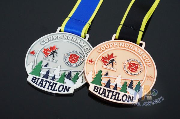 Sublimated Ribbon Custom Sports Medals Athletics Medals For Canada Sports Skiing Events