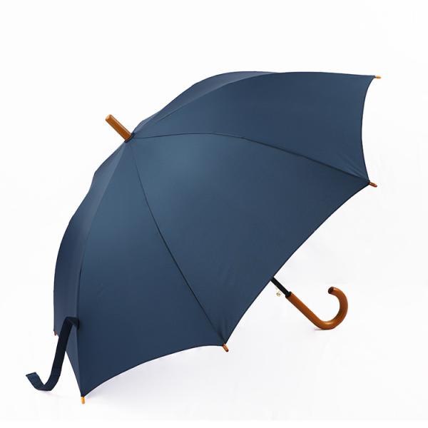 Wooden Hook Handle 8 Rib Umbrella with Customized Company Branding and 190T Pongee Fabric