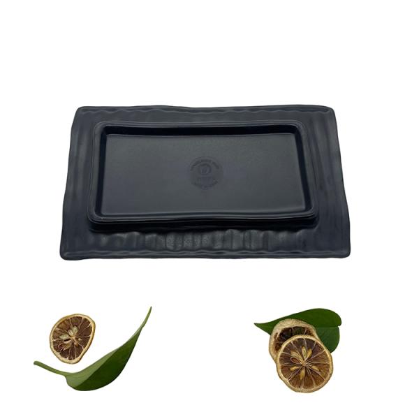 Home Matte Melamine Soup Plate 10 Inch Rectangle With Stripe Texture