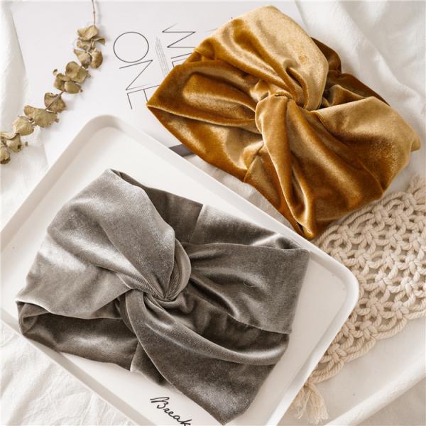 Women golden gray pink velvet wide hair bands bag warm cloth hair accessories cross - border elastic hoop