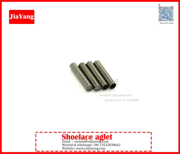 Jiayang nickle black color plated round flat metal aglets tips for shoelaces
