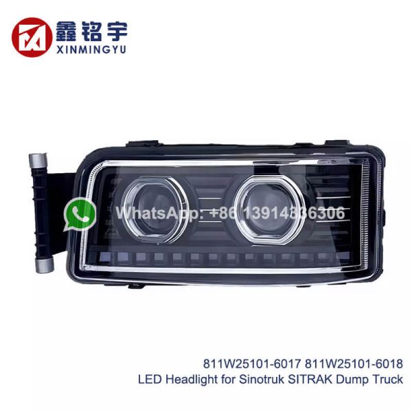 LED Headlight for Sinotruk SITRAK Dump Truck C7H G7H G5 Howo TX Modified Spotlight Ultra-Bright 811W25101-6017 811W25101-6018