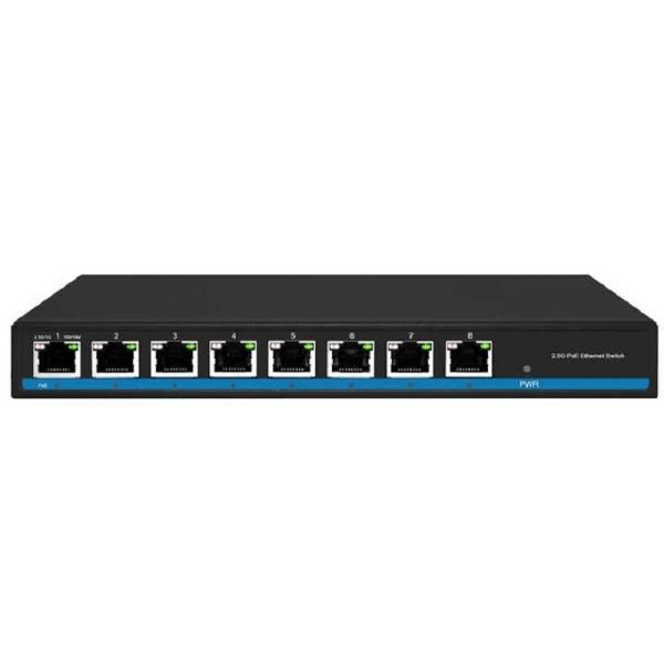 2.5G 8 Port PoE Ethernet Switch with 10G Uplink Port and DC 52V/1.25A Power