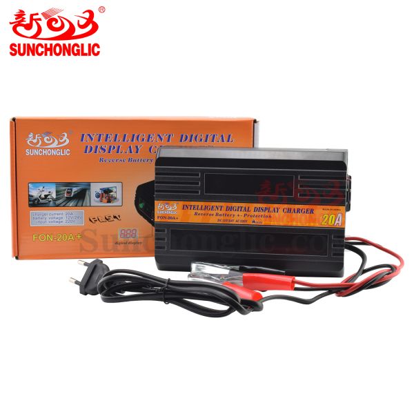 20A Automatic Car Battery Charger with Temperature Control and Digital Screen for Lead-Acid Batteries