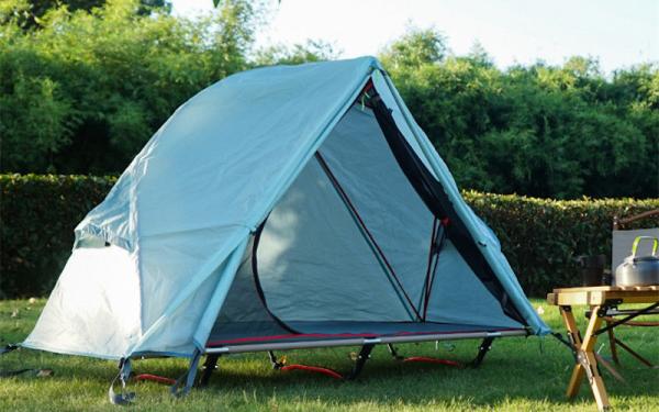 Cama de acampamento exterior 200X120X95CM da dobradura do berço das barracas de acampamento de Oxford do poliéster 210D azul