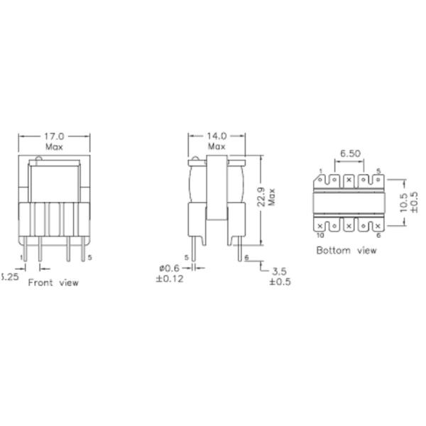Вертикальный высокочастотный трансформатор SMPS EE21 с RoHS, CE
