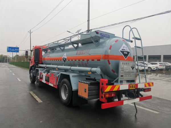 10.5 CBM Three Axle Sulfuric Acid Tanker Dongfeng Corrosive Tank Truck Total Weight 25500kg