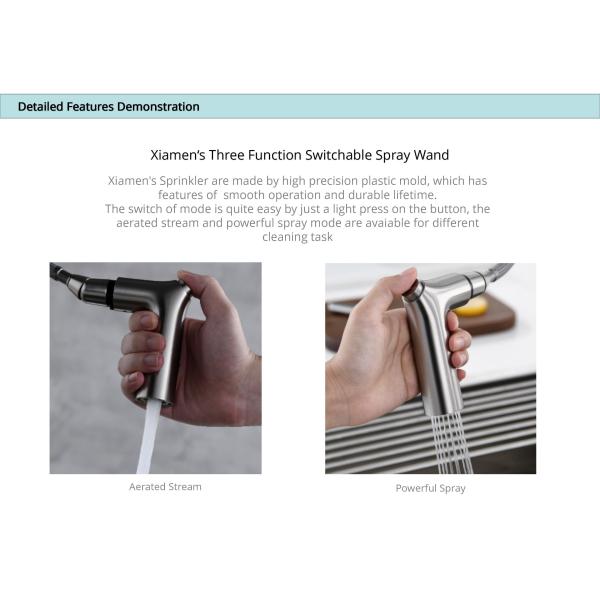 Почищенное щеткой отверстие никеля одиночное вытягивает вне функцию 2 Sprayhead кран кухни Switchable