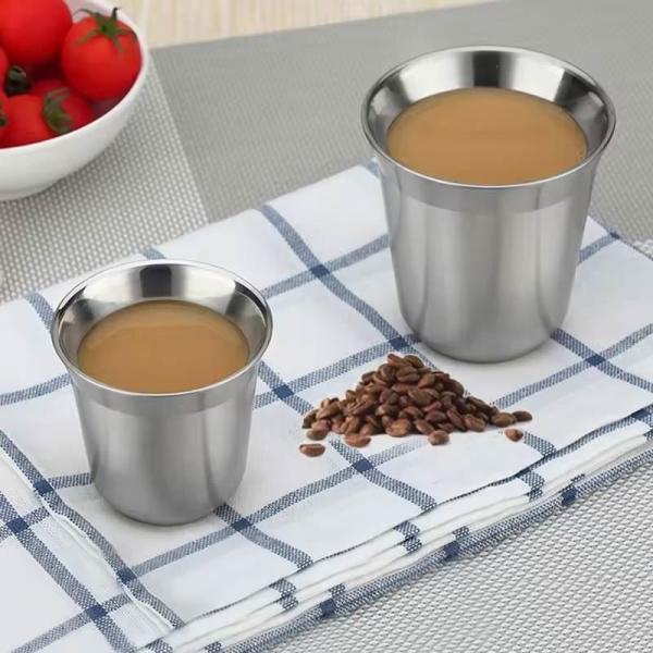 Custom Print 80ml 160ml Double Wall Stainless Steel Coffee Mug Travel Stainless Steel Espresso Cups  Small Size Easy To Hold And Clean