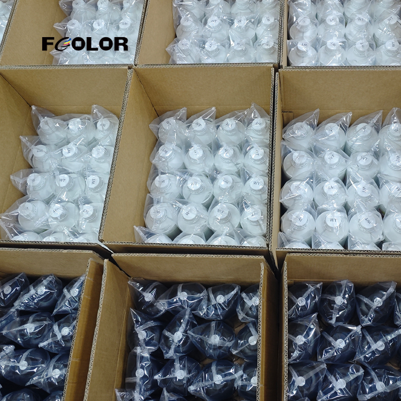 FCOLOR Odorless UV DTF Ink Set CMYK W Varnish for Epson I3200 XP600 I1600 Printer Crystal Sticker Transfer Film Printing 1000ml