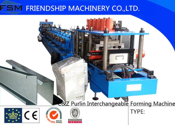 PLC Control C Z Purlin Roll Forming Machine With Punching Systerm
