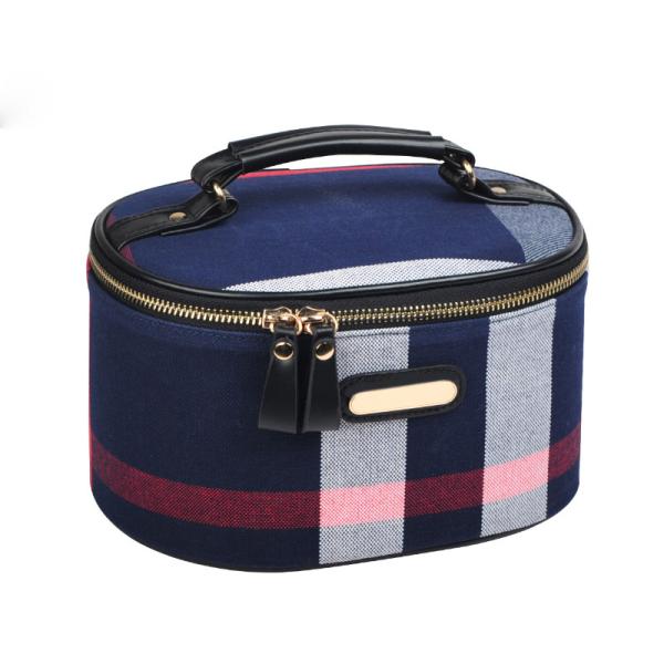 Waterproof Canvas Handle Cylinder Makeup Cosmetic Bag Case for Travel