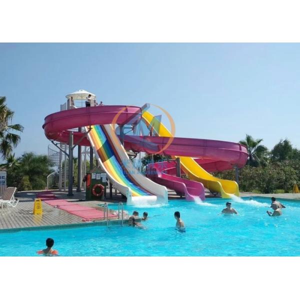 Curved Fiberglass Pool Slide Colorful With Customized Height