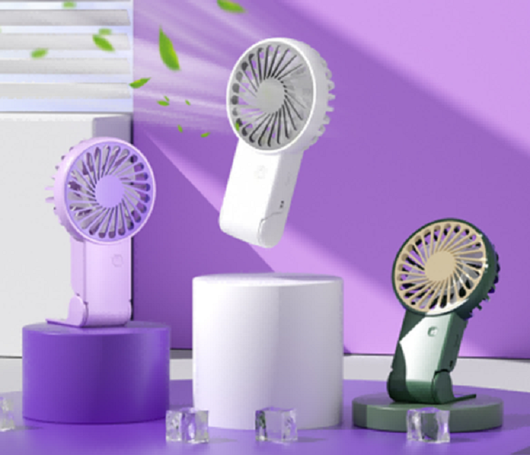 Portable Mini Fan,4W, 600mAh, 1-2H Runtime, White/Purple/Green
