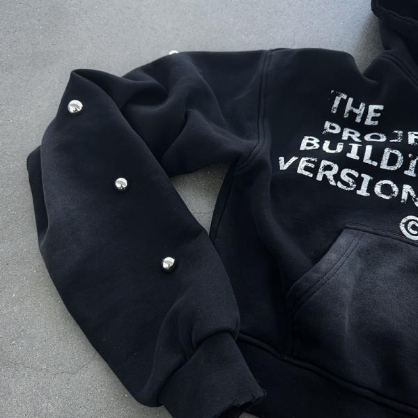 Anti-rides Pas de chaussures Vêtements de rue Fermeture à glissière Hoodie Plus taille Rhinestone