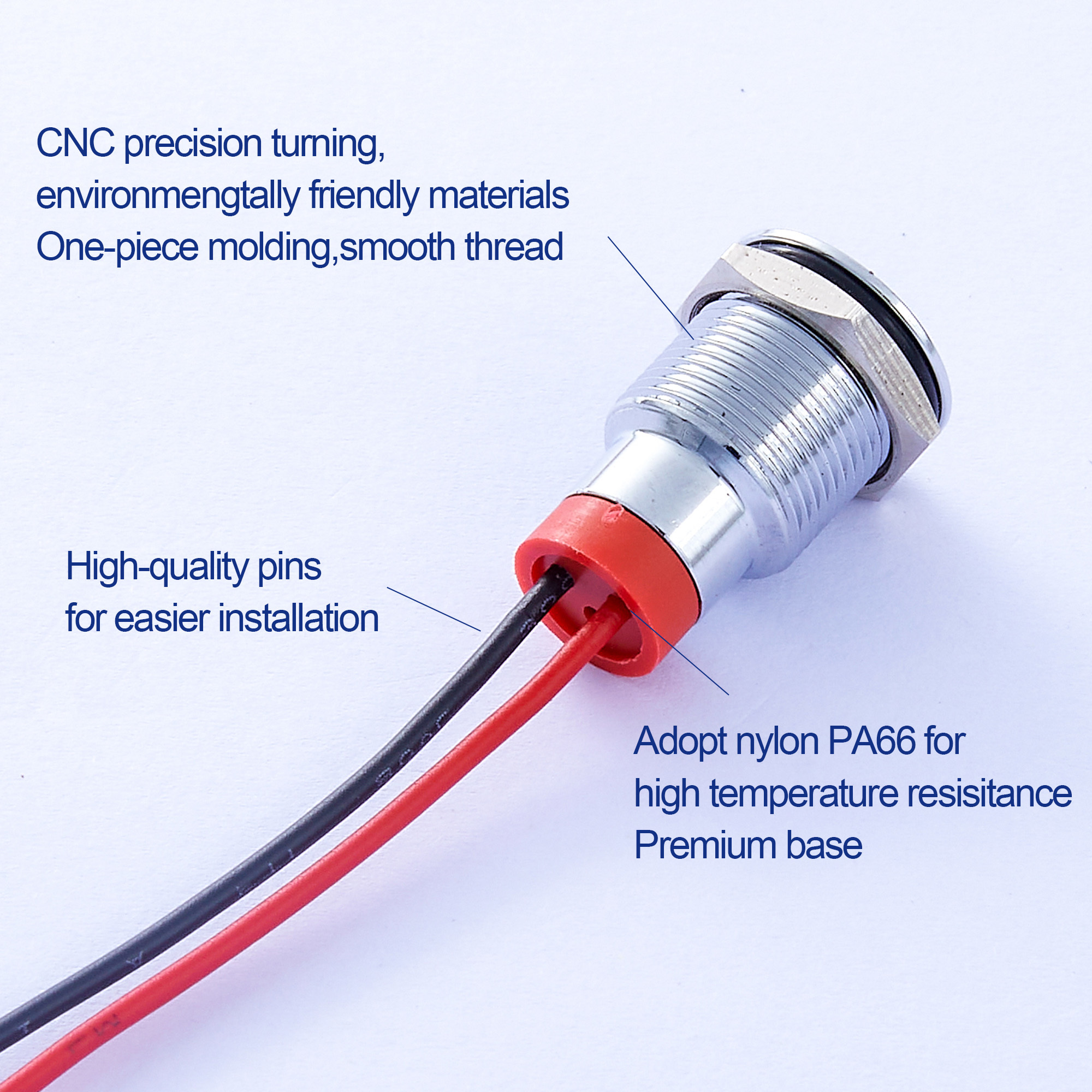 6mm 8mm 10mm 12mm Indicator Light Waterproof Flat Head Stainless Steel Pilot Power