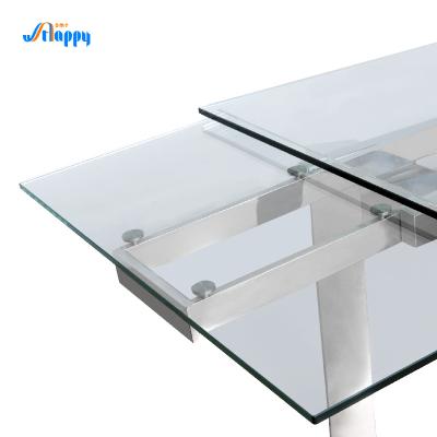 2000*900mm Heat Resistant Extendable Glass Top Table DT-31120 Easy Cleaning
