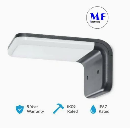 Luz de pared solar LED moderna, novedosa, inteligente, simple, batería de litio, monocristalina, negra, solar, IP66, impermeable, fundición a presión