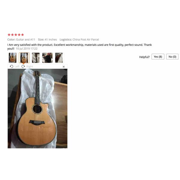 Custom 2020 New Real Abalone Aaaa All Solid Spruce Round Body Maple Binding Acoustic Guitar