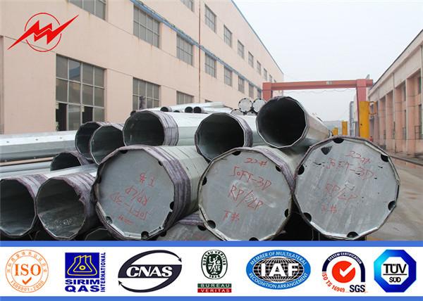 Octagonal Cctv Galvanized Steel Utility Pole 33kv 69kv