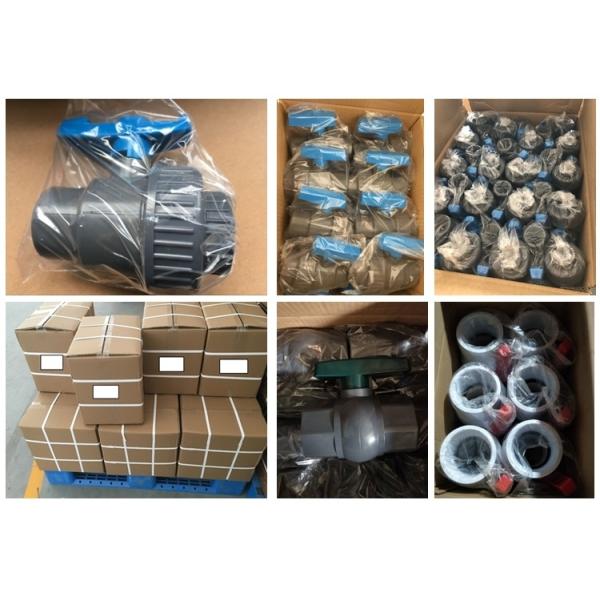 DIN/ANSI/JIS Белый PVC одноразовый шаровой клапан с синей ручкой