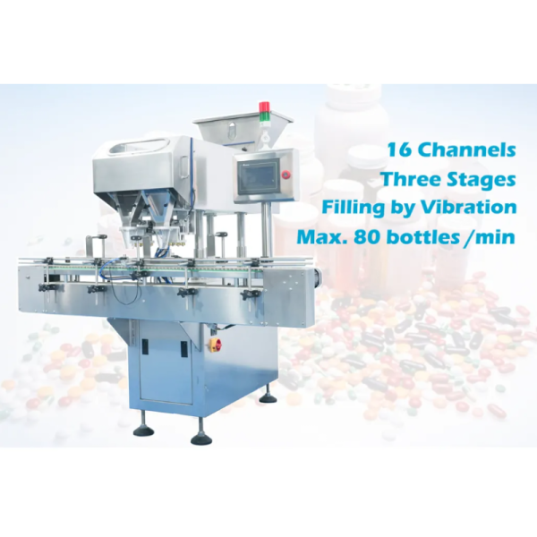 16 Lane Automatic Pharma Packing Machine 20-80 Bottles/min Pill Counter Machine