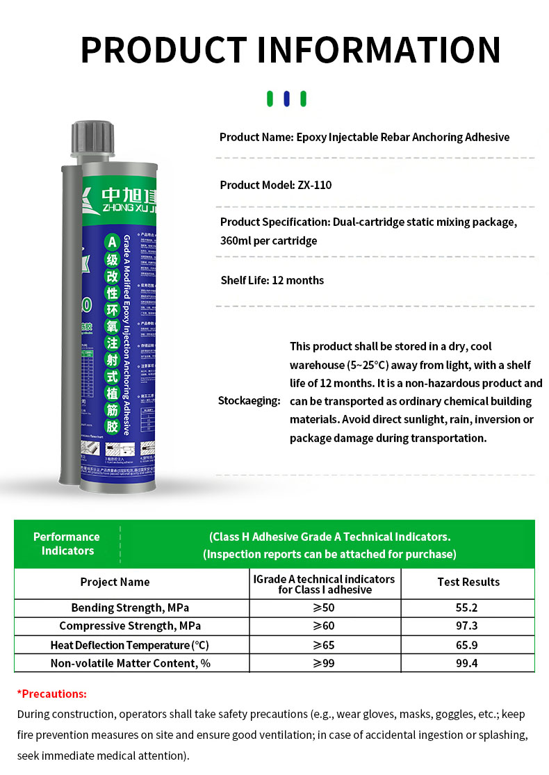 High Bonding Strength Modified Epoxy Injection Anchoring Adhesive Chemical Anchor Glue for Reinforcement Engineering