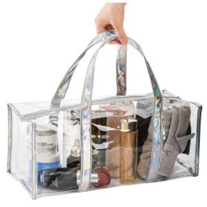 Tote Bag for Women Clear Gym Bag PVC Beach Bag Sports Duffel Bag with Durable Metal Zipper (One Clear Bag)