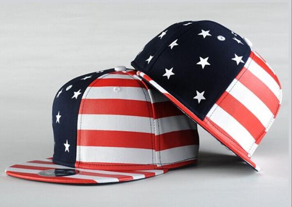Painting USA Flag Cool Snapback Hats For Men , Structured Blank Logo Boys Snapback Hats
