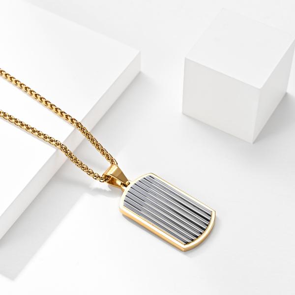 En stock Collier en acier inoxydable carré pour homme Collier non ternissant en gros 2 couleurs disponibles