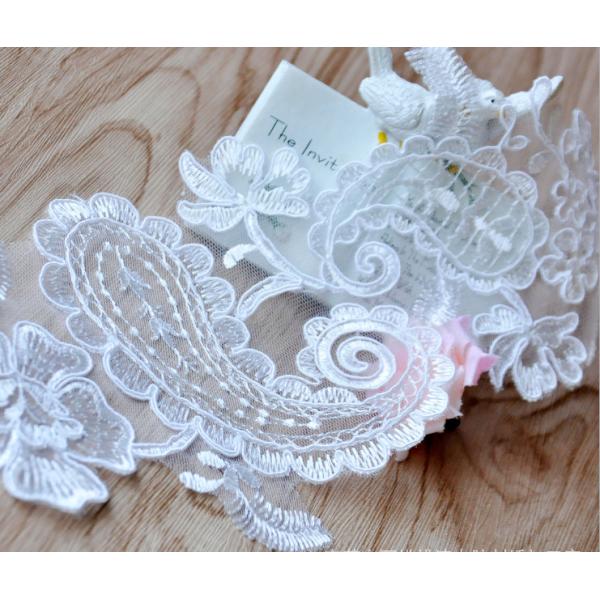 Apparel Accessories Ivory Embroidery Lace Applique for Bridal Dress