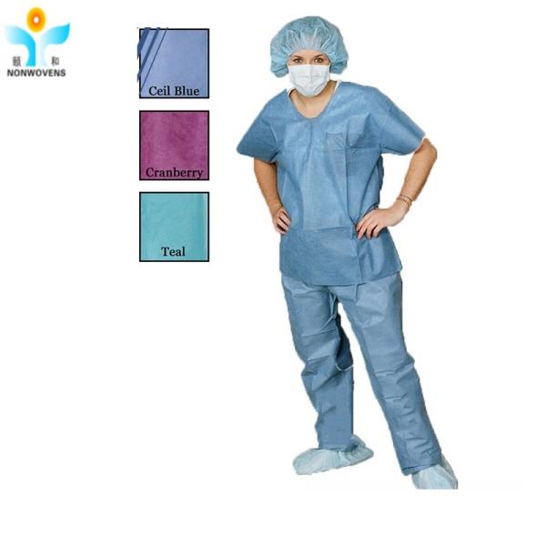 OEM Hospital Disposable Uniform Patient Suit SMS Scrub With Blue Purple Green