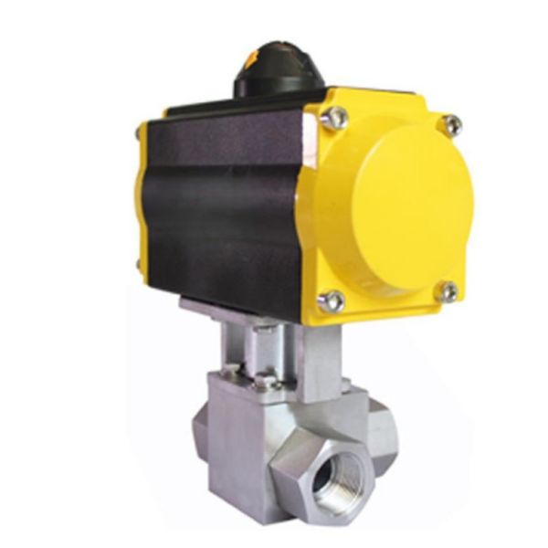 Forged 3 Way Pneumatic Ball Valve High Pressure Stainless Steel NPT BSP Female Thread for Oil Gas Steam