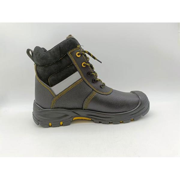 Slip Resistant Winter Insulated Work Boots Brown Leather Steel Toe Shoes For Men