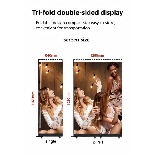 P1.5 Tri Fold Poster Led display Foldable led Screen Double Sided led dispaly