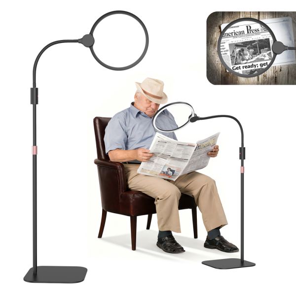 Magnifying Glass Equipped With Detachable Lens Support Rod And Base Rechargeable Battery
