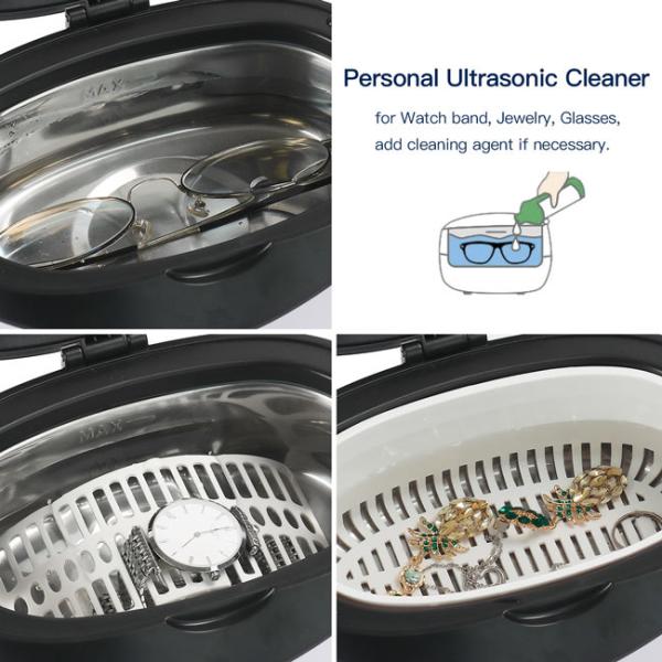 Portable Ultrasonic Glasses Cleaner 5 Min Auto Shut Off ABS Housing