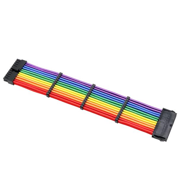 Rainbow Color Power Supply Cable Extension Cord PSU Braided Extension Cable Kits 18AWG Elbow Data Cable Computer