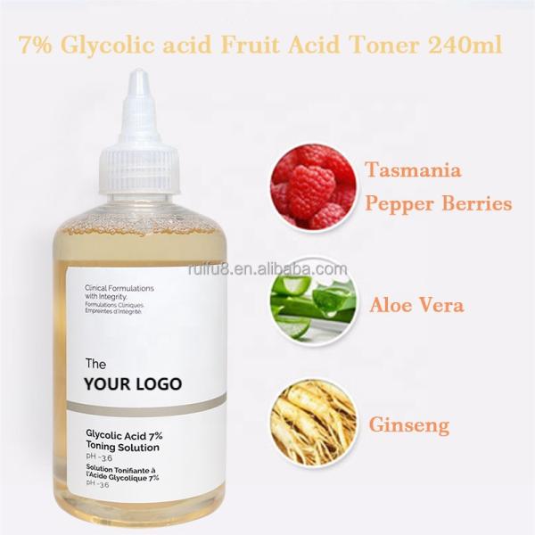 Blackhead Remover Toner OEM Cosmetic Factory 7% Glycolic Acid Fruit Acid Serum