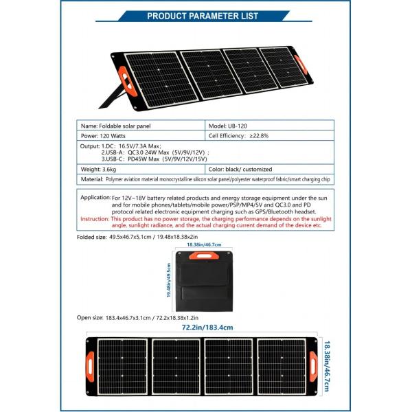 Monocrystalline Silicon Solar Panel for Foldable Outdoor Rechargeable System