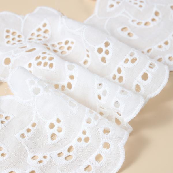 Dress Embroidered Lace Fabric Polyester White Embroidery Lace Trim