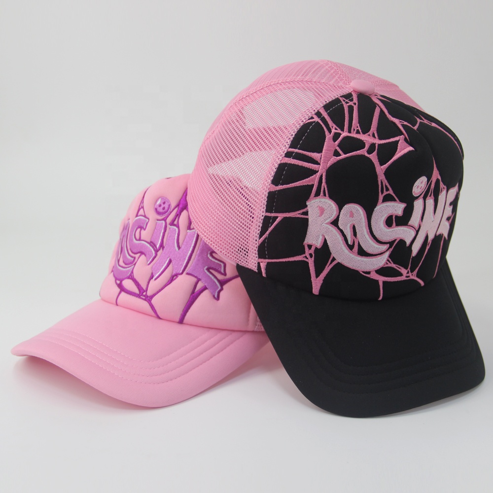 Foam Mesh Custom 3D Embroidery Trucker Hats Embroidered Full Embroidered
