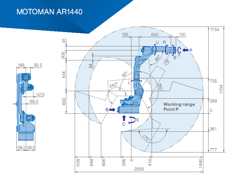 рука робота аппаратов для дуговой сварки AR1440 Yaskawa полезной нагрузки 12kg 1440mm