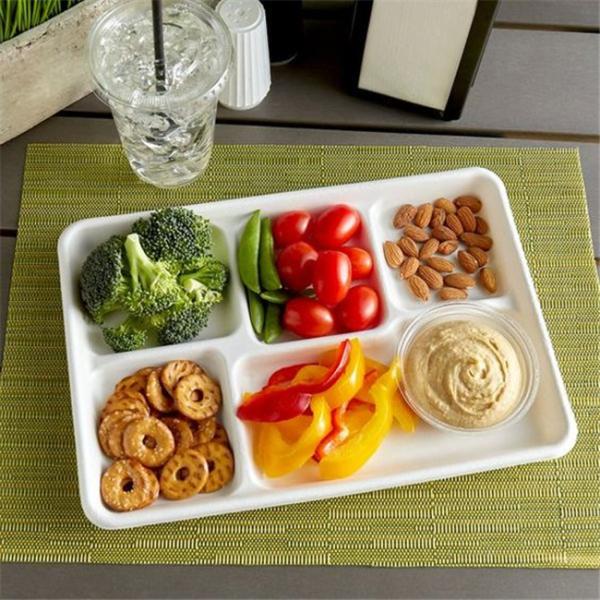 Dinnerware 25g 5 Compartment Biodegradable Food Trays