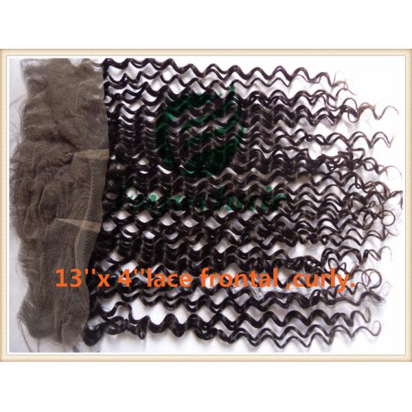 Malaysian virgin remy hair lace frontal 13''x4'' ,natural color curly 10''-24''
