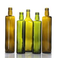 Container de garrafa de azeite de vidro verde ODM com cabeça de bomba 17oz