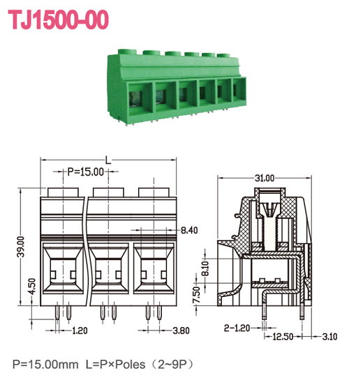 2 до 9 разъем блока 15.00mm винта Pcb Pin терминальных 115A сильнотоковый терминальный