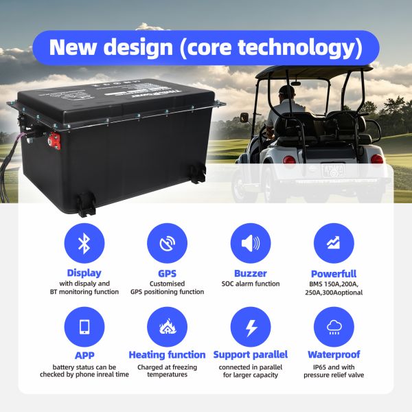 EZGO Yamaha Club Car Lithium Battery 51.2V 105Ah Replacing Lead Acid Pack